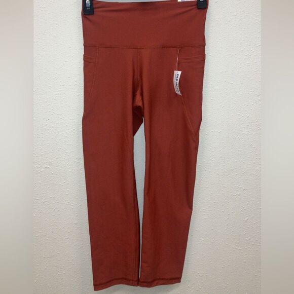 Old navy powersoft go dry light compression pockets Rust High-Waisted Leggings S - Picture 1 of 3